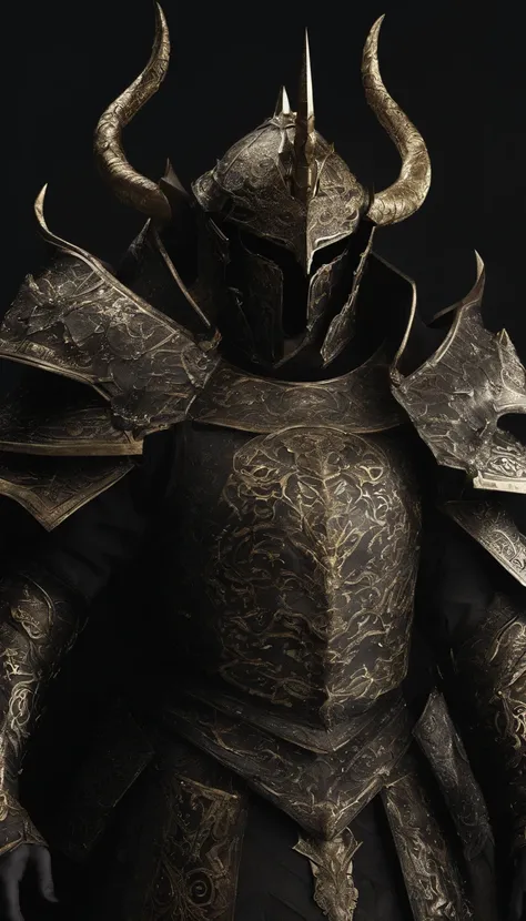 warrior, concept-art,  Fantasy art, battleground background, clean render, a horned, Wear a suit of armor, Detailed bushido form smoke, helmet of a forgotten deity, character is standing, 8k Realistic, in game render, detailed face background detail, Art s...