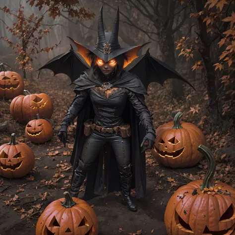 Bat King hollow sandalwood material（best qualtiy，8K Pumpkin Bat King,Masterpiece）When the bat pumpkin appears，Only heard, unseen，Pumpkin Burger King explodes，That whistle echoed for a long time，Its like a prelude to impending death，The image of pumpkins an...