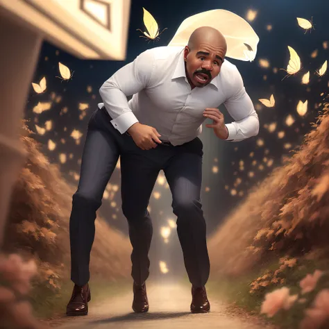 Steve harvey crying and running from moth man