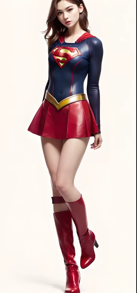 japanes、Cute Beautiful Girl、(((Wear black tights on your beautiful legs.)))、(((beauty legs)))、(((Painful look)))、((((Make the most of the original image)))、(((Supergirl Costume)))、(((Beautiful short hair、The hair)))、(((Injured)))、(((Feet must necessarily b...