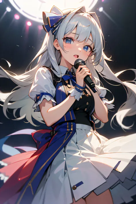 (​masterpiece、top-quality)、VTUBER IDOLS ARE SINGING SONGS、Facing the front、Silvery hair