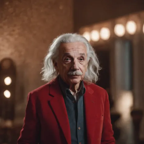 einstein 8K HD with red blazer