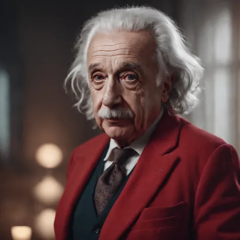 einstein 8K HD with red blazer