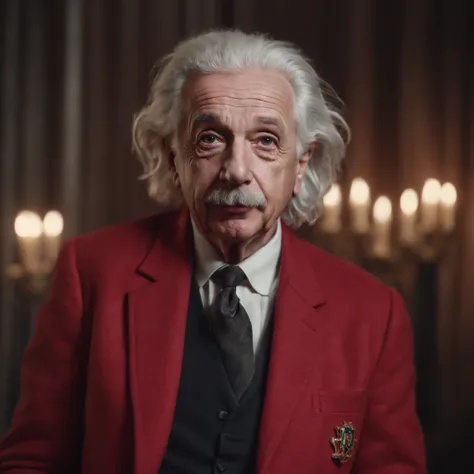 einstein 8K HD with red blazer