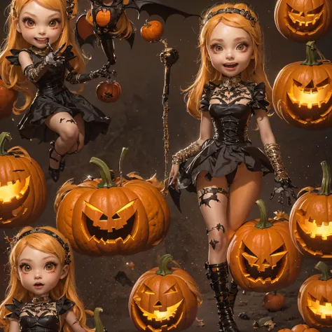 Halloween outfits（best qualtiy，8K pumpkin skeleton,Masterpiece）When the skeleton pumpkin appears，Bats only hear, unseen，Pumpkin girl，borgar，pumpkins，Bat explosion，That whistle echoed for a long time，Its like a prelude to impending death，The image of pumpki...