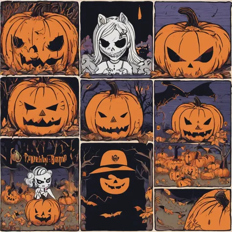 Halloween outfits（best qualtiy，8K pumpkin skeleton,Masterpiece）When the skeleton pumpkin appears，Bats only hear, unseen，Pumpkin girl，borgar，pumpkins，Bat explosion，That whistle echoed for a long time，Its like a prelude to impending death，The image of pumpki...