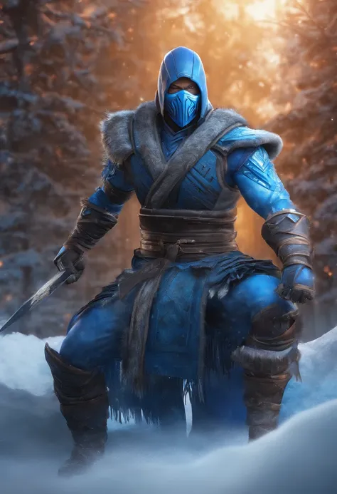 epic image of sub zero from mortal kombat in winter