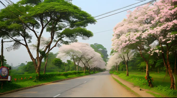 According to the road of Bangladesh, a beautiful road and VIP, the road is divided into two lines and between the two lines there are beautiful flower trees at a distance of five hands, and there is a signboard written Rupayan City on the side of the road.