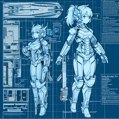 blueprint of a lineart girl, multiple perspectives, schematics, labels, full body, lineart, sharp lines, crisp,