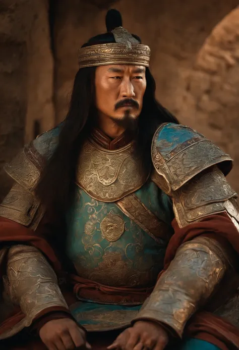 Genghis Khan，ancient warrior，Dilapidated walls