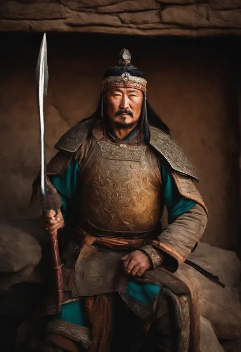 Genghis Khan，ancient warrior，Dilapidated walls