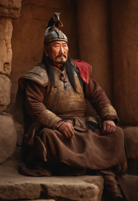 Genghis Khan，ancient warrior，Dilapidated walls