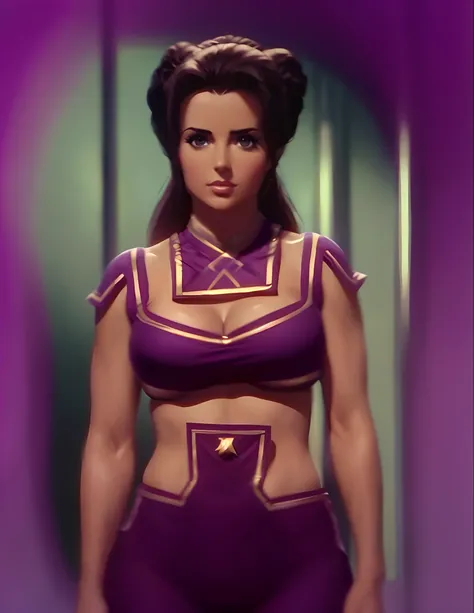 Nubile Karen McDougal), (Young seductive erotic Karen mcDougal), as Star Trek character Losira, as Star Trek Original Series character Losira, diabolical, irresistible & temptuous, pale skin, dark hair, lithe bodacious body, (big elaborately coiffed hair w...