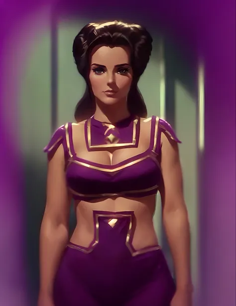 (Nubile young teenage hybrid of Lee Meriwether & Karen McDougal), (Young seductive erotic hybrid of Lee Meriwether & Karen McDougal), as Star Trek character Losira, as Star Trek Original Series character Losira, diabolical & temptuous, pale skin, dark hair...