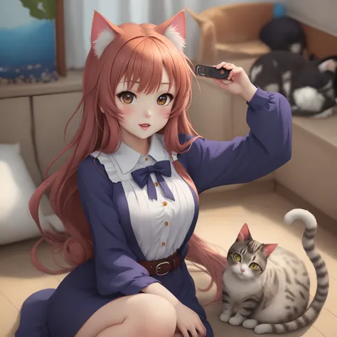 Anime cat girl getting