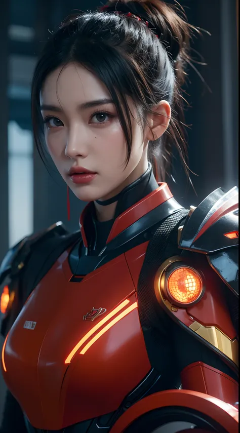 Close-up photograph of Chinas forest architectural landscape, Spidey，cyber punk perssonage,Future Fantasy Technology,Robot Valkyrie effect，colorful vivid octane render, cybernetic and highly detailed, loba andrade from apex legends, created in unreal engin...