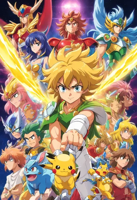 Saint seiya, the simpsons, one piece, seven deadly sins, Justice League and pokemon