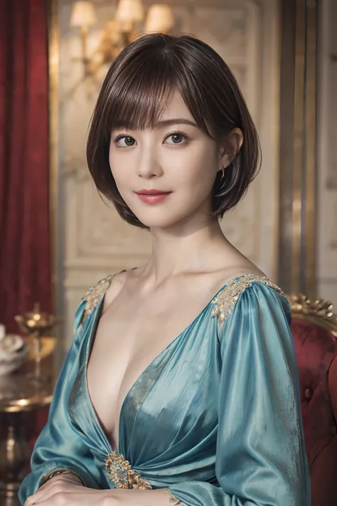 73
(20-year-old princess,is standing), (A hyper-realistic), (masutepiece), ((short-hair:1.46)), (Silky hair), (Breast:0.9), (kindly smile:0.8), lipsticks, (Luxurious dresses:1.46), Majestic Palace