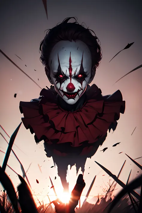 killer clown, scary horror, ray tracing. 8k ultra fine detail, anime, cinematic lighting, vivid,