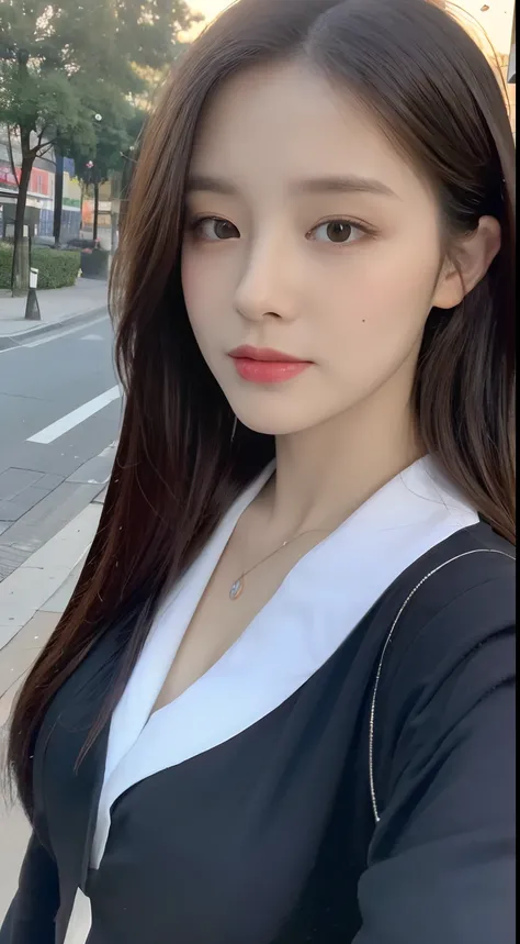 ((Best Quality, 8K, Masterpiece:1.3)), Focus:1.2, Perfect Body Beauty:1.4 , ((:1.2)), (night, Street:1.3), Highly detailed face and skin texture, Fine eyes, Double eyelids, Whitening skin, (Long hair: 1.3), (Round face: 1.5), (Uniform: 1.6)