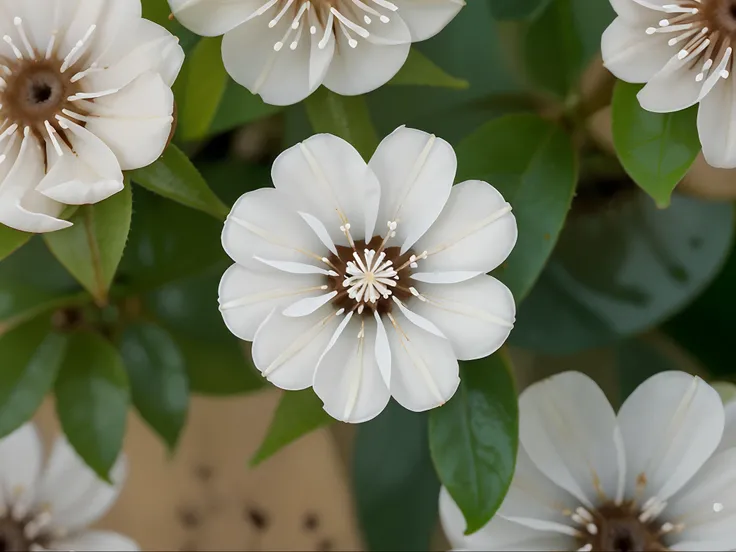 Coffee Flower Blossoms: Delicate white flowers on a coffee plant.