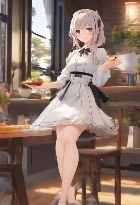 Masterpiece, Top quality, captivating posture, full body wide angle, Smile, (Sitting:1.1) ,Ichiraku windows, (eating ramen noodles:1.0), holding chopsticks and ramen bowl, Sip your own noodles,, Silence Suzuka (umamusume), Black gloves, White skirt, Pleate...