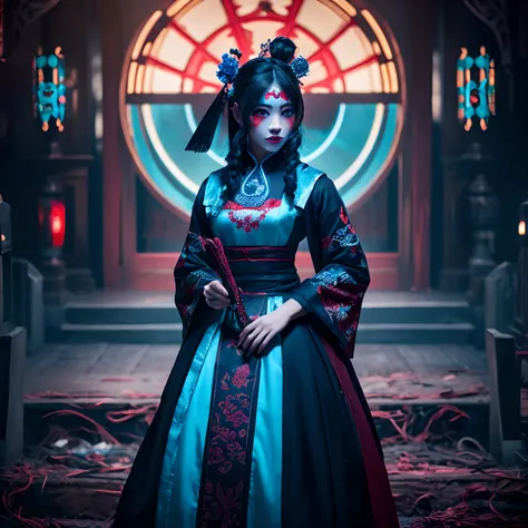 Ghost festival in hainan, in the style of dark crimson and azure, frightful folklore, alessio albi, uhd image, sui dynasty, mist, stylish costume design, highly realistic, best quality, hyper - detailed,3D,C4D,
Blender, OC renderer, UltraHD, octane renderi...