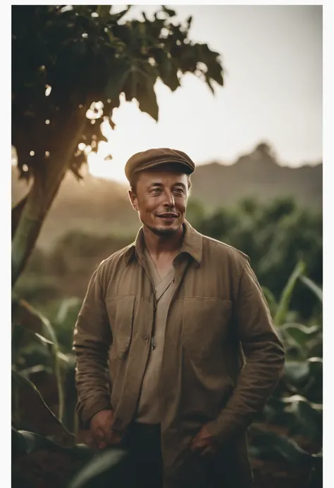 portrait of elon musk ethiopian farmer work