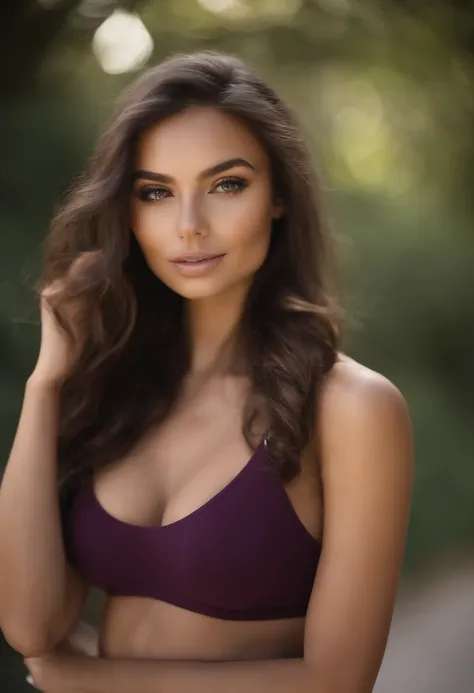 Arafed woman with matching tank top and panties, fille sexy aux yeux bruns, Portrait Sophie Mudd, cheveux bruns et grands yeux, selfie of a young woman, Violet Myers, sans maquillage, maquillage naturel, looking straight at camera, Visage avec Artgram, Maq...