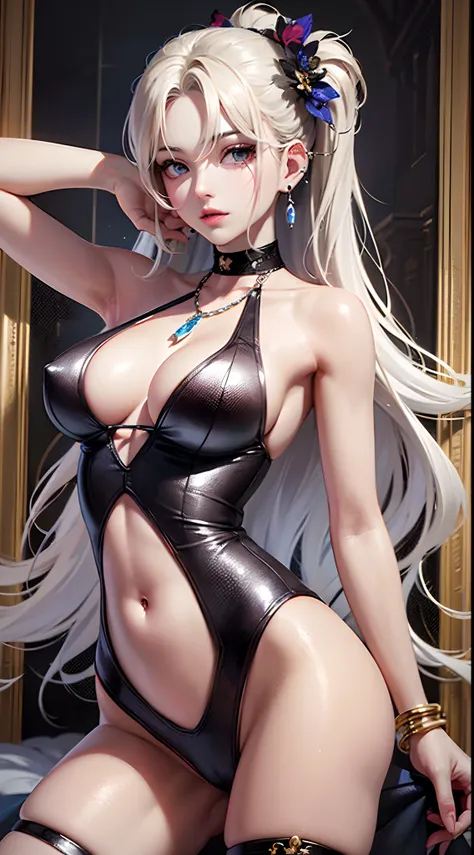 (Finest quality)),(超A high resolution),(ultra-detailliert),(Meticulous portrayal),((Best Anime)),(Finest works of art),sharpnes,Clair,Ultra-precise art,The Art of Phenomenal Depictions, Glamorous Body,thin-waist,((Seductive fashion)),a choker,Chain Accesso...