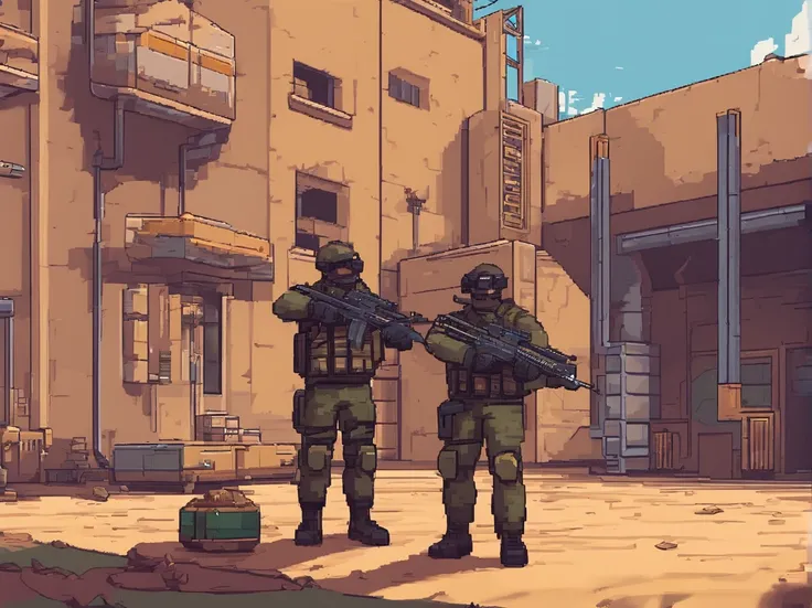 counter strike action,3d rendering,pixel art:1.1,retro,first-person shooter,multiplayer,full of pixelated details,explosions and shooting,high-quality model designs,vibrant colors,tactical gameplay,classic gameplay,competitive gaming,realistic sound effect...