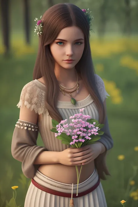 realistic fantasy, 19 years woman,3d had flowers,8k --auto --s2