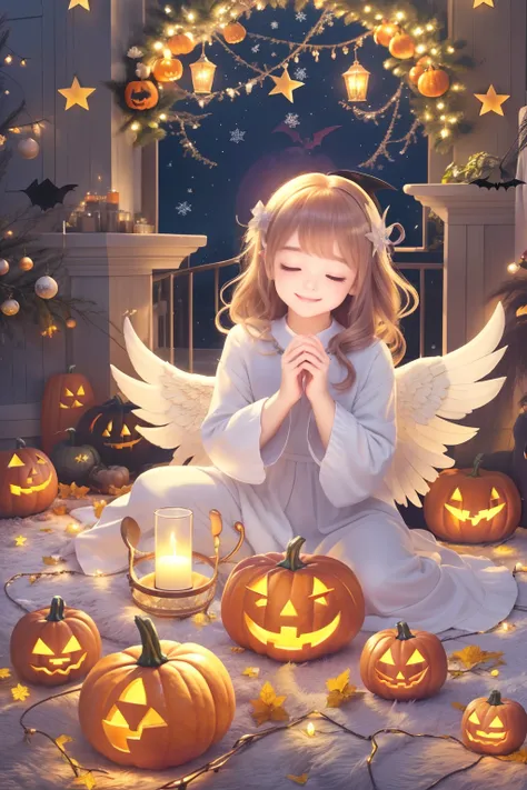 A ray of hope、Beautiful Angel、personal computers、Halloween、Calm and fantastic background、Gentle smile、aureole、sleep、Christmas