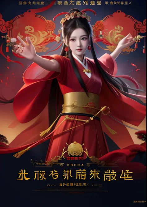 Chinese movie poster with a red-robed mans face, nezha : birth of the demon child, Official poster, Official artwork, Album art, inspired by Gong Xian, drak, Inspired by Gong Li, poster for, official poster artwork, [ theatrical ], film promotional image, ...