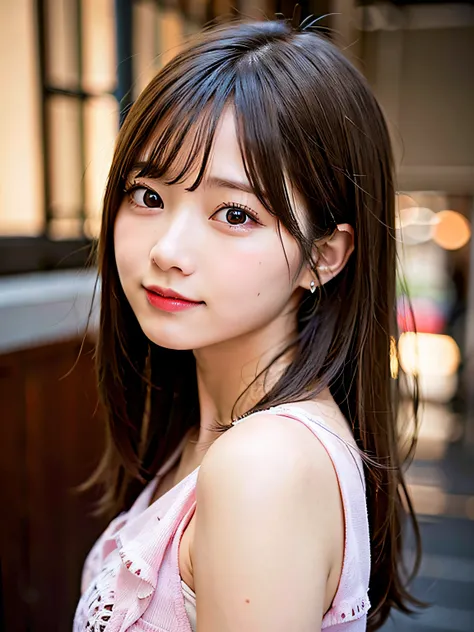 (8K, Raw photo:1.2)Detailed face and eyes,Best Quality, 超A high resolution, Highly detailed ,intricate detailes ,masutepiece ,Cute Girl , Soft cinematic light, Hyper-detailing,foco nítido, High quality,student clothes,  dripping from,pink  dress、