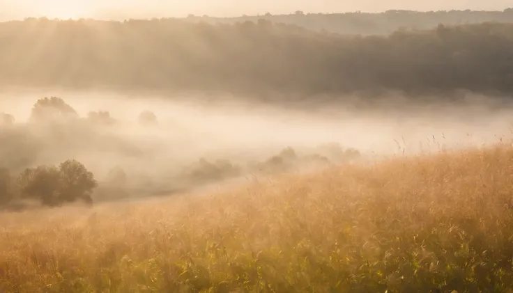 Morning mist,Sunlight shining in,Sunlight,the wind