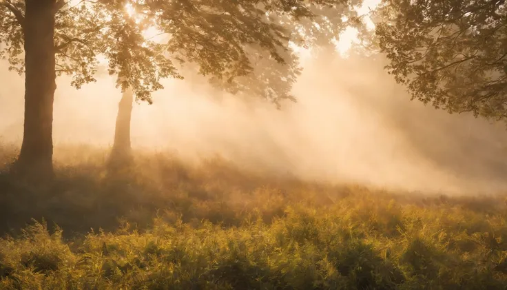 Morning mist,Sunlight shining in,Sunlight,the wind