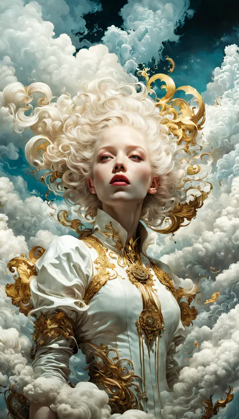 Cinematic, photorealistic of albino girl, vibrant colors, fantasy, warm tone, surreal, 8k resolution photorealistic masterpiece by Aaron Horkey and Jeremy Mann, professional photography, volumetric lighting maximalist photoillustration by marton bobzert, 8...