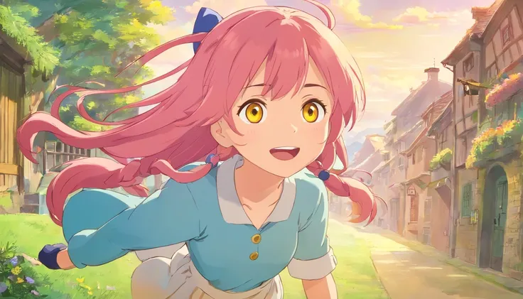 Anna was a young and energetic girl who lived in a small town. She was a dreamer, filled with curiosity for fantastical adventures. Anna was a cute and optimistic girl with long pink hair and yellow eyes .