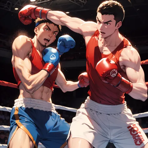 Terry from street fighter as a boxer, in a boxing ring