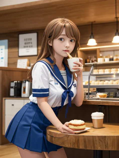 raw image quality、​masterpiece、top-quality、hi-res、mikuru 1、1girl in、mikuru asahina、long、north college uniform、独奏、blue sailor col...