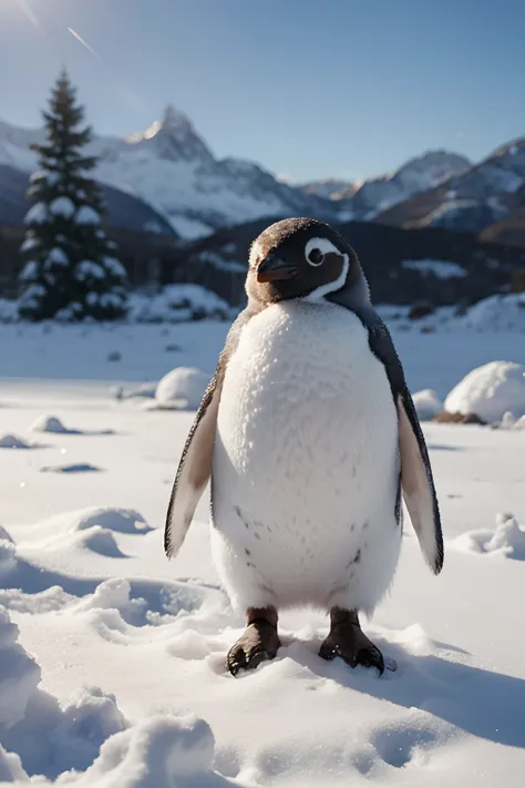 small penguin in the snow