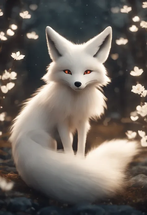 kitsune three - tailed fox, three - tailed fox, White-haired fox, ethereal fox, white fox anime, Nine tails, fantasy fox love, Kitsune, White fox