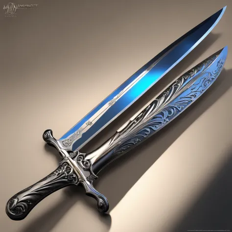 (high quality,realistic),futuristic,highly detailed,isolated swords,x shape,metallic blades,glowing edges,precise craftsmanship,mirror-like reflections,holographic patterns,advanced technology,sharp and menacing,sleek design,engraved symbols,enhanced durab...