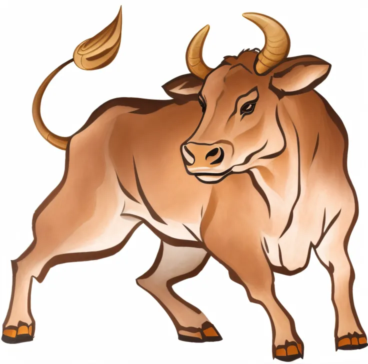 There is a drawing of a longhorn bull, a cow, golden taurus, taurus zodiac sign symbol, that resembles a bulls, taur, taur, Taurus, hd illustration, buffalo, cow, the spirit of the bull run, half man half asian black bull, beef, A digital rendering, an ill...