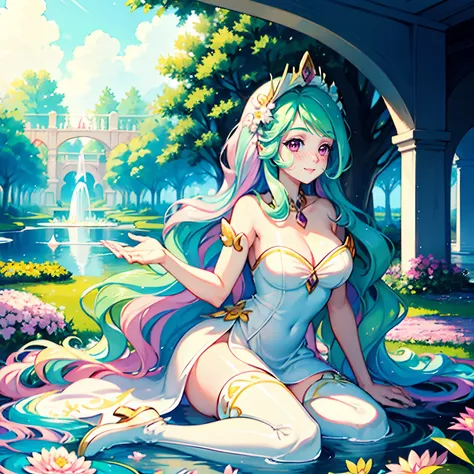 princess celestia, princess celestia from my little pony, princess celestia in the from if a girl, lush breast, voluminous breas...