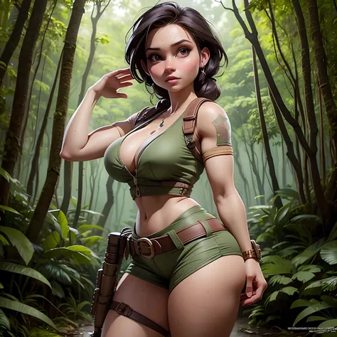 Disney pixa lara croft roupa curta apertada bunda grande perna grossa  pose sex em uma floresta