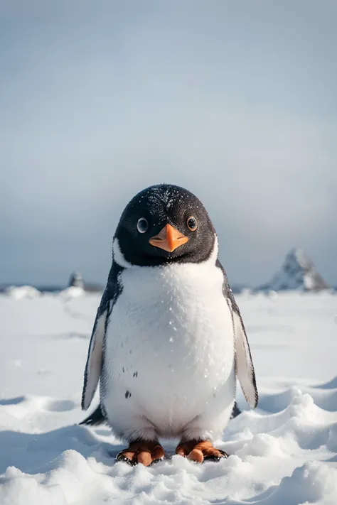 small penguin in the snow