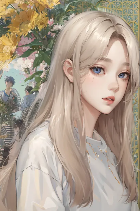 Absurdres, Masterpiece, Best quality, light colors, korean girl from K-pop with Beautiful face , beautiful hair , a character from webtoon, anime eyes, semi casual clothes, masterpiece background, detailed background