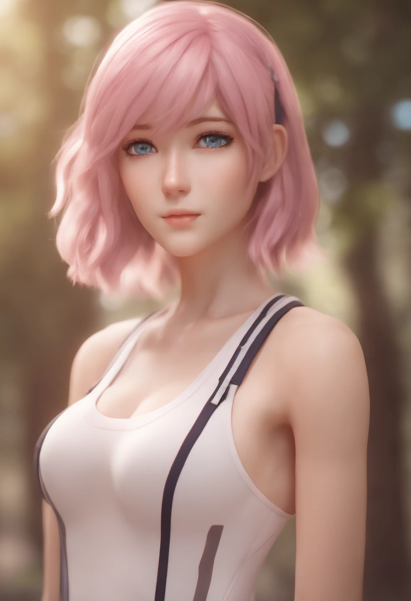 Nude anime girl (with pink hair and blue eyes wearing a vest, render of april, sayori, close up iwakura lain, 8k portrait render, render of a cute 3d anime girl, photorealistic anime girl render, smooth anime cg art, close up of a young anime girl, anime v...